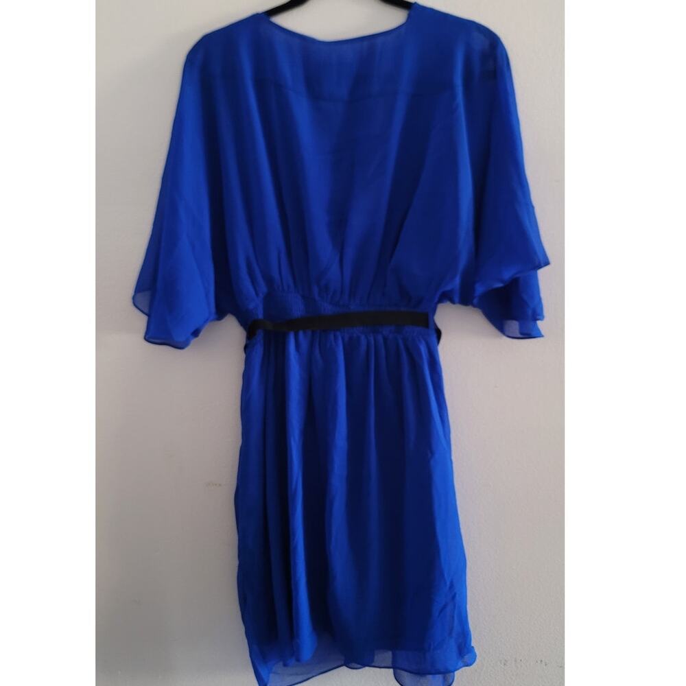 City Chic Draped Faux Wrap Dress Ultra Blue XS 14 NEW - Picture 4 of 11